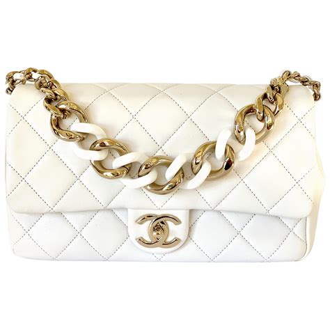 white chanel bag gold chain